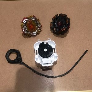 These are two strong and colorful BEYBLADES